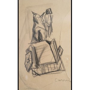 Attilio Carreri - Composition futuriste. Dessin original au fusain sur papier