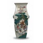 Rosa Family Quadrangular Porcelain Vase Depicting Sages and Deities, 40 cm