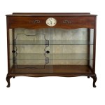"Liberty" Display Cabinet in Walnut with Built-in Clock - Mid-20th Century
