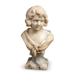 Sculpture en albâtre représentant une jeune fille souriante
