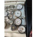 Lot of 21 vintage pocket watches from various periods, accompanied by a decorative chatelaine