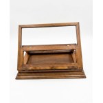 Adjustable, tilting tabletop bookstand made of walnut wood