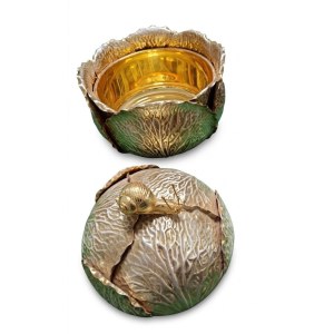 Egidio Broggi's decorative Milanese jar with a lid is realistically shaped like a cabbage head in the trompe l'oeil style,
