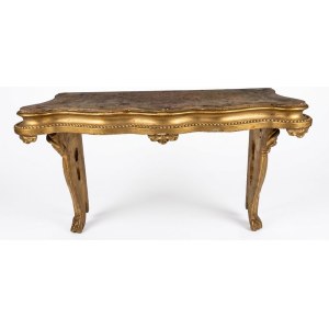 Carved and gilded wooden shelf in the Italian Baroque style, 52x54 cm