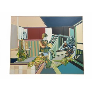 Olio su tela Composizione d'interno metafisica cm125x102