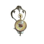 "Railway Regulator Lever" desk or table clock with Art Nouveau-style stand