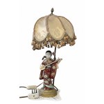 Oriental Table Lamp with Porcelain Sculpture - "Shamisen Player," approx. 35 cm