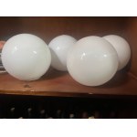 Set of 4 spherical globes made of white opal glass