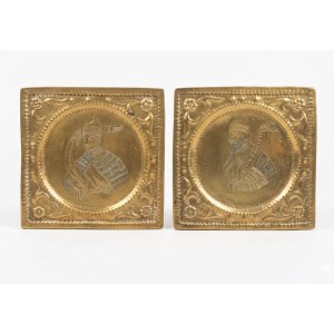 Pair of rectangular plaques with portraits of the Doges of Venice; embossed and engraved