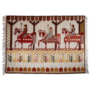 conçu par Piotr GRABOWSKI, kilim « Le Chevalier », Coopérative de travail d'artisanat populaire et artistique d'Opole