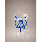 JOZEFINA KROSNO – Szklany wazon w stylu vintage – Niebieskie i przezroczyste szkło – Wyprodukowano w Polsce – 19 cm