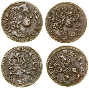Poland, 2 x copper szeląg, 1660 (Crown), 1661 (Lithuanian), Ujazdów