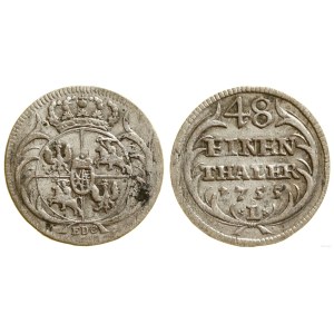 Poland, 1/48 thaler (half-grosz), 1755 EDC, Leipzig
