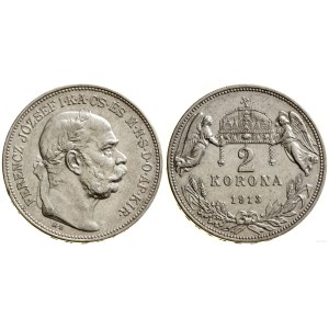 Hungary, 2 koronas, 1913 KB, Kremnica