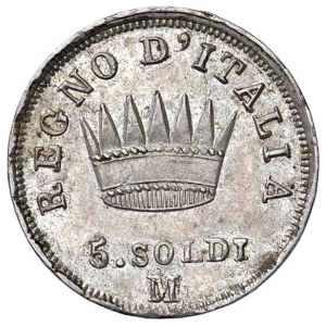 Italian Coins - MILANO. Napoleone I (1805-1814). 5 Soldi 1814. AG ...