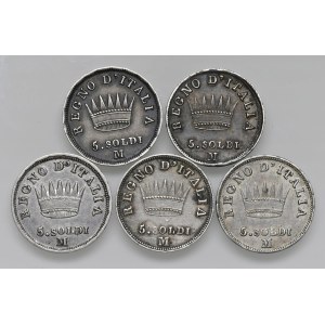 Italian Coins - MILANO. Napoleone I (1805-1814). Lotto 5 monete da...