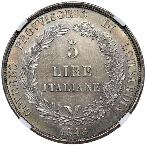 Italian Coins - MILANO. Governo Provvisorio (1848). 5 Lire 1848. A...
