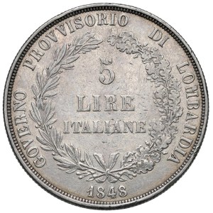 Italian Coins - MILANO. Governo Provvisorio (1848). 5 Lire 1848. A...