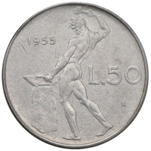 Italian Republic - REPUBBLICA ITALIANA (SINCE 1946). 50 Lire, 1955. AC. ...