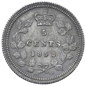 World Coins - CANADA. Victoria (1837–1091). 5 Cents 1858. AG (g ...