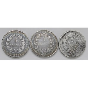 World Coins - FRANCE. Set of 3 coins. 5 Francs, Year 9 L; 5 Fran...