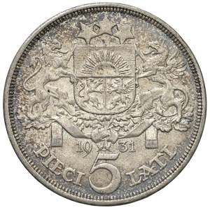 World Coins - LETTONIE. République (1918-1940). 5 Lati 1931 AG(g...