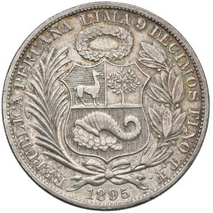 Monety świata – PERU. Republika (1822). Sol 1895. AG (24,85 g) Kr...