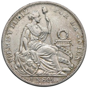 Monety świata – PERU. Republika (1822). Sol 1895. AG (24,85 g) Kr...