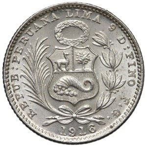 World Coins - PÉROU. République (1822). Dinero 1916. AG (2,50 g) ...