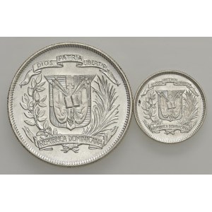 Monety świata – REPUBLIKA DOMINIKAŃSKA. ZESTAW 2 MONET: ½ PESO 1961...