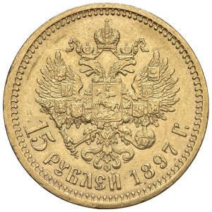 World Coins - RUSSIA. Nicola II (1894-1917) 15 Rubli 1897. AU (g...
