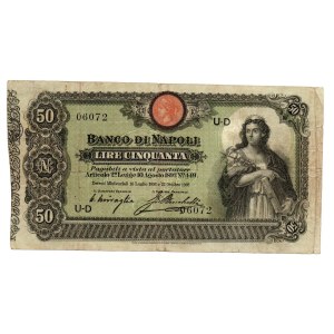 Italian Banknotes - HISTORIC BANKS. Banco di Napoli Banknotes in a holder...