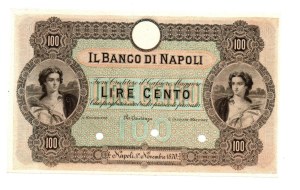 Italian Banknotes - ANTICHE BANCHE. Banco di Napoli Biglietti al porta...