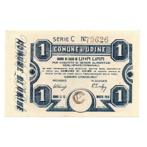 Italian Banknotes - ANTIQUE BANKS. Treasury Note of the Commune of Udine. 1 ...