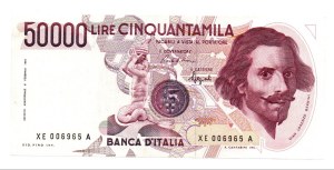 Italian Banknotes - REPUBBLICA ITALIANA. Biglietti di Banca. 50.000 li...