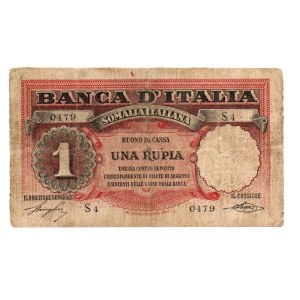 Italian Banknotes - OCCUPATIONS. Italian Somalia Treasury Bills. 1 Ru...
