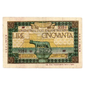 Italienische Banknoten – BESETZUNGEN. Rhodos. Provisorische Regierung der Inseln...