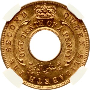 British West Africa 1/10 Penny 1956 NGC MS 65 RD
