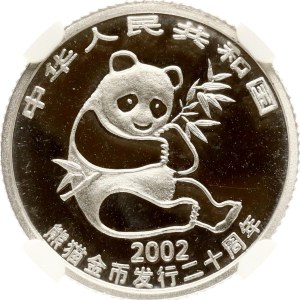 China 100 Yuan 2002 – 20. Jahrestag der Panda-Münzprägung – NGC PROOF – DETAILS