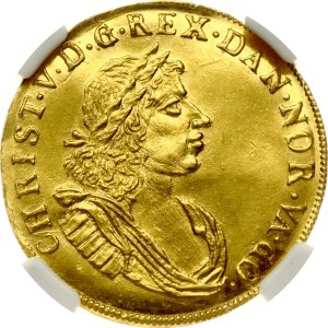 Dánsky dukát 1672/1 GK NGC MS 62 zo zbierky L. E. Bruuna