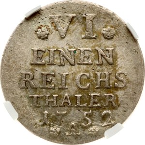 Allemagne, Prusse, 1/6 de taler, 1752 A, NGC MS 63