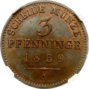 Germany Prussia 3 Pfennige 1869 A NGC MS 64 BN