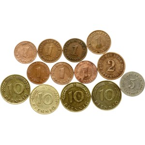 Germany 1 - 10 Pfennig 1874-1990 Lot of 13 coins