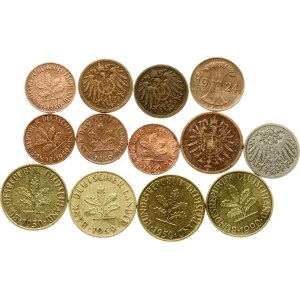 Germany 1 - 10 Pfennig 1874-1990 Lot of 13 coins