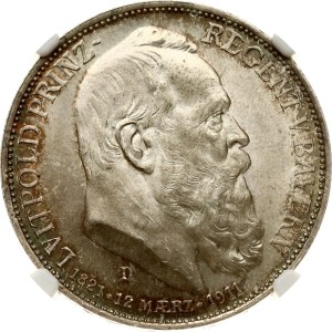 Germany Bavaria 3 Mark 1911 D Birthday NGC MS 65
