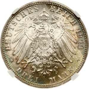 Germany Bavaria 3 Mark 1911 D Birthday NGC MS 65