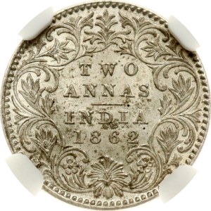India British 2 Annas 1862 (C) NGC MS 64