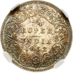 India British 1/4 Rupee 1862 (C) NGC MS 65