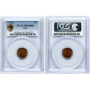 Italy 1 Centesimo 1916 R PCGS MS 64 RD