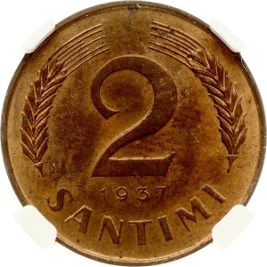 Latvia 2 Santimi 1937 NGC MS 64 RB